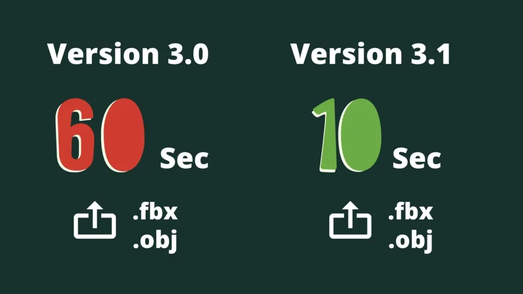 Comparaison de la durée d'exportation entre la version 3.0 et la version 3.1 de Blender