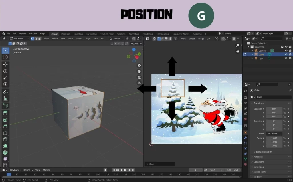 position de la texture dans l'UV Editor