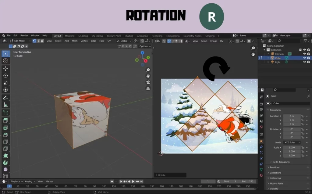 rotation de la texture dans l'UV Editor