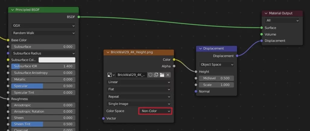 ajout de la height map dans Blender (deuxième manière de faire)