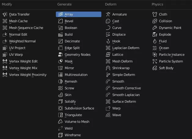 modifier array