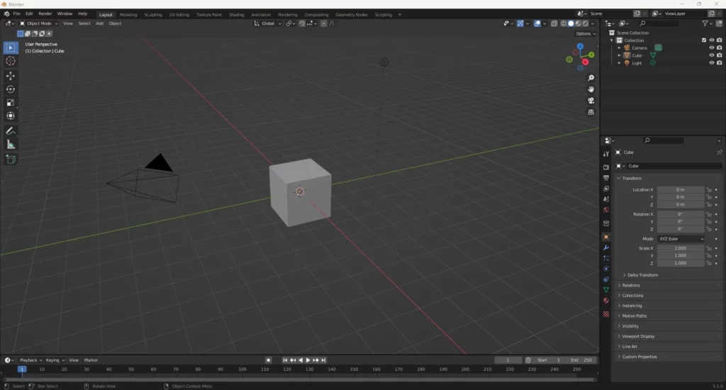 interface du logiciel blender