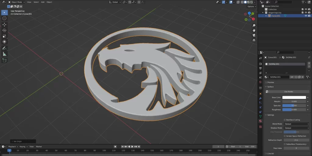 logo 3d de couleur blanche dans Blender