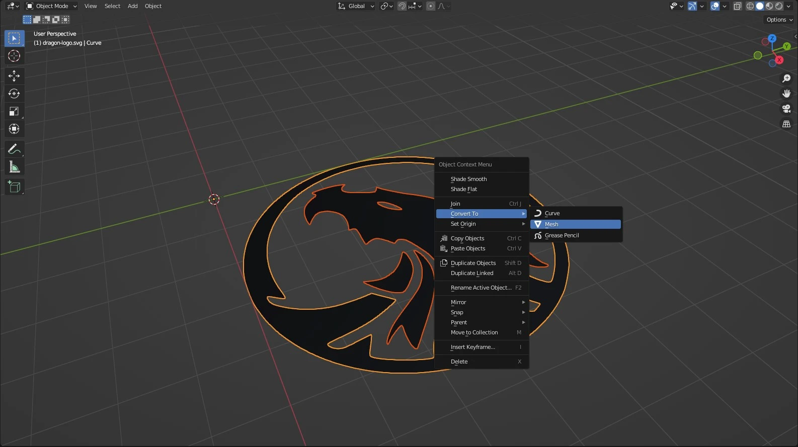 conversion du logo en mesh dans Blender