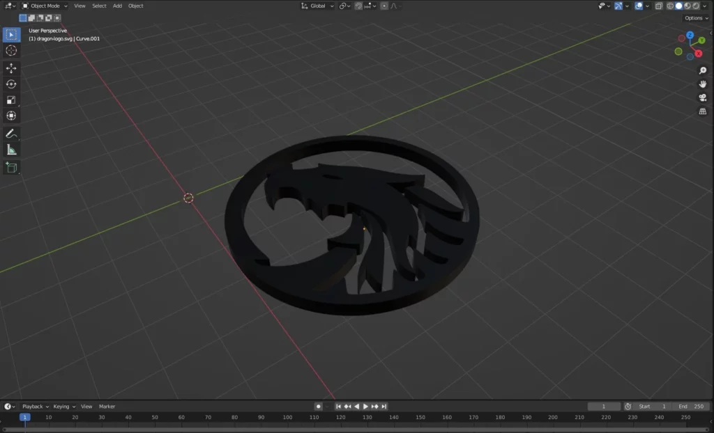 aperçu du logo en 3D dans Blender