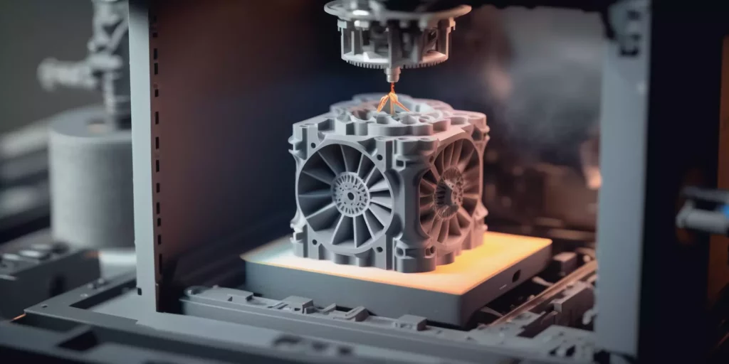 imprimante avec un cube imprimé en 3d