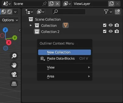 ajout d'une nouvelle collection dans Blender
