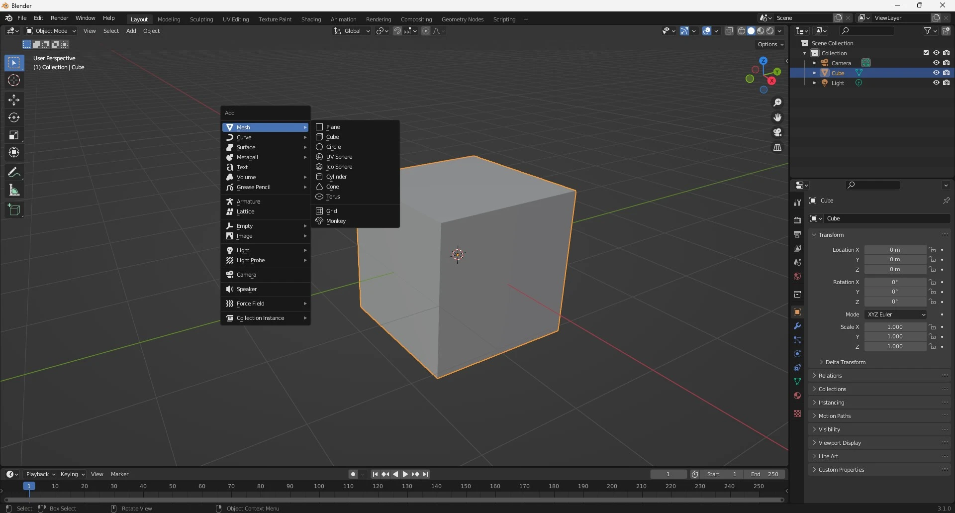 ajouter un objet dans Blender