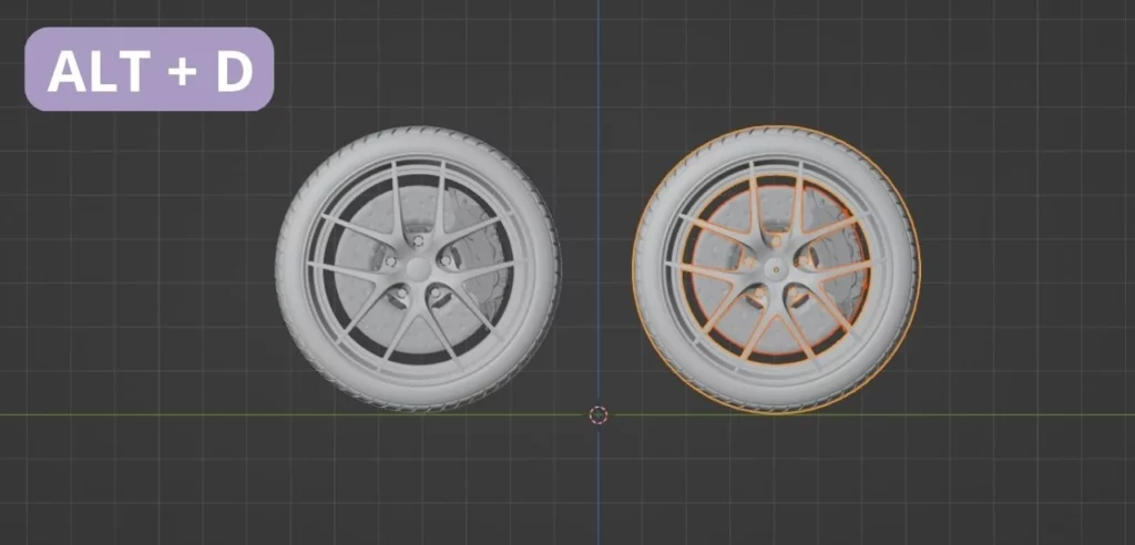 raccourci pour créer une copie liée d'un objet dans Blender