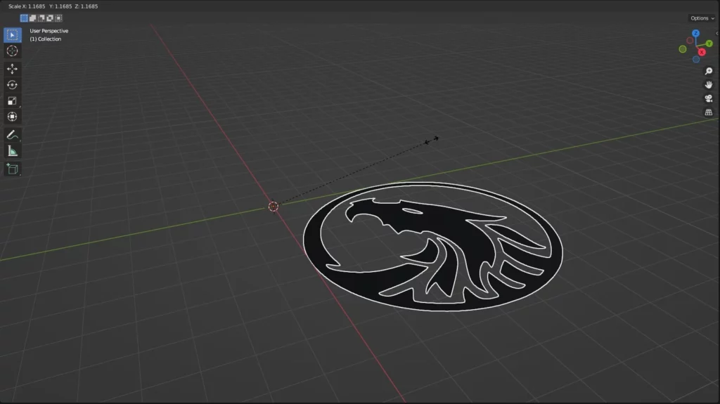 agrandissement du logo 2D dans Blender