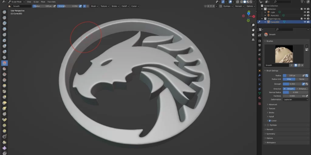 logo 3d dans le mode sculpt de Blender