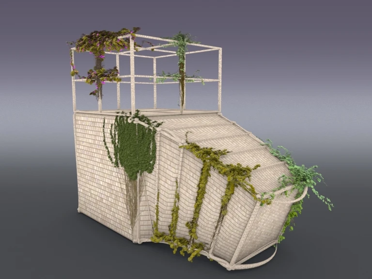 lianes et plantes grimpantes sur un objet en 3D dans Blender