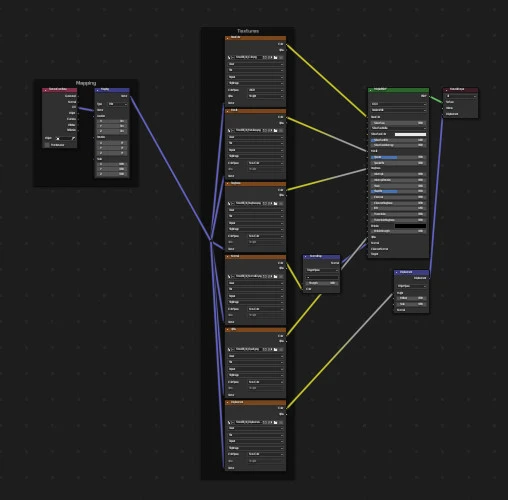 noeuds ajoutés et reliés dans Blender grâce à l'add-on Node Wrangler