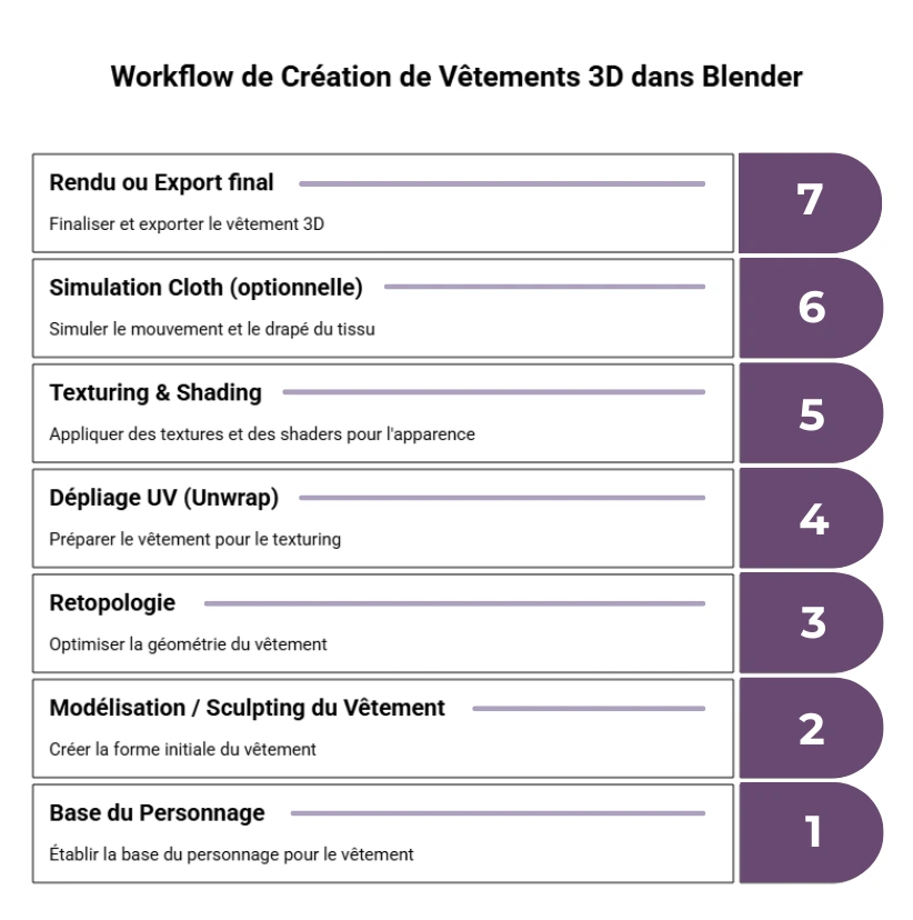 Les grandes étapes pour créer des vêtements 3D dans Blender