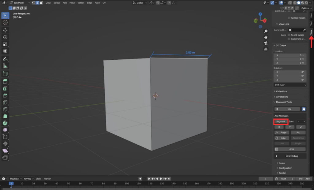 exemple d'utilisation de l'add-on Measurelt dans blender