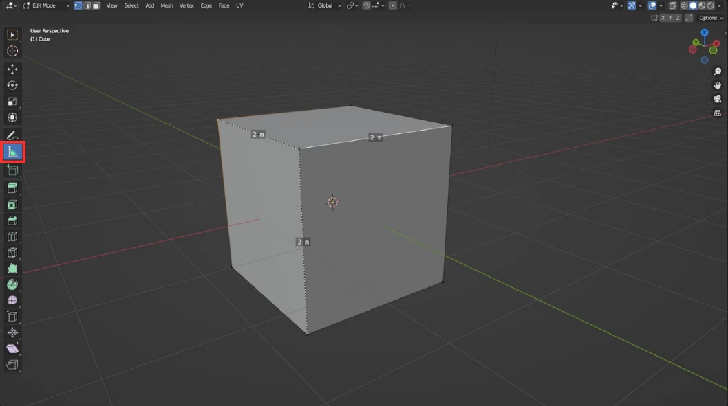 outil Measure dans blender