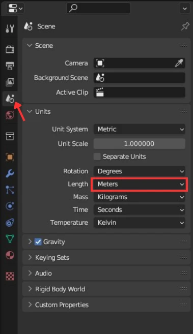 unités de mesures dans blender