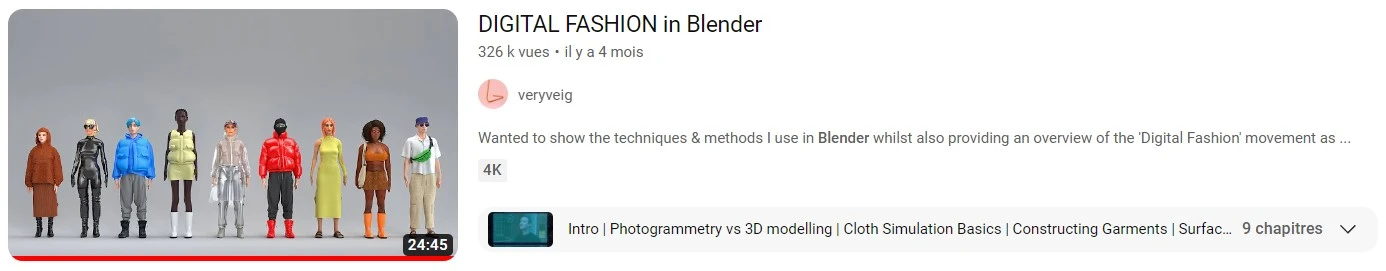 video digital fashion YouTube Blender