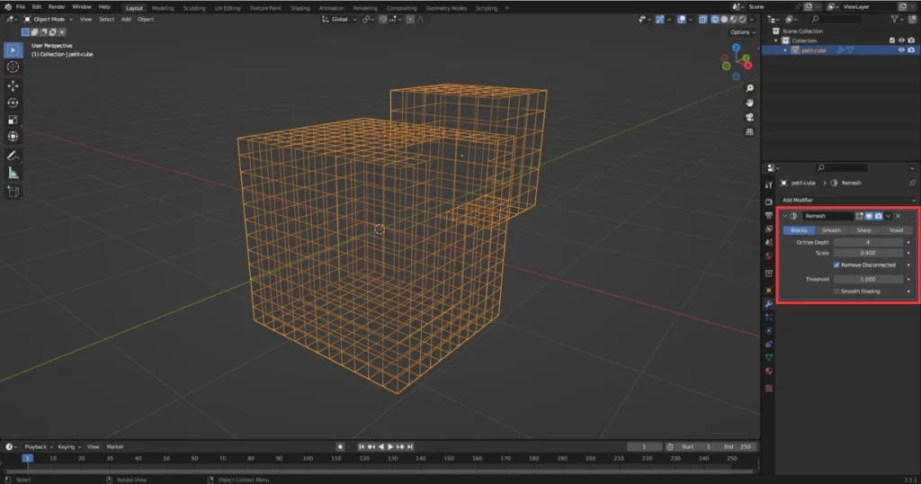 modificateur "Remesh" dans Blender