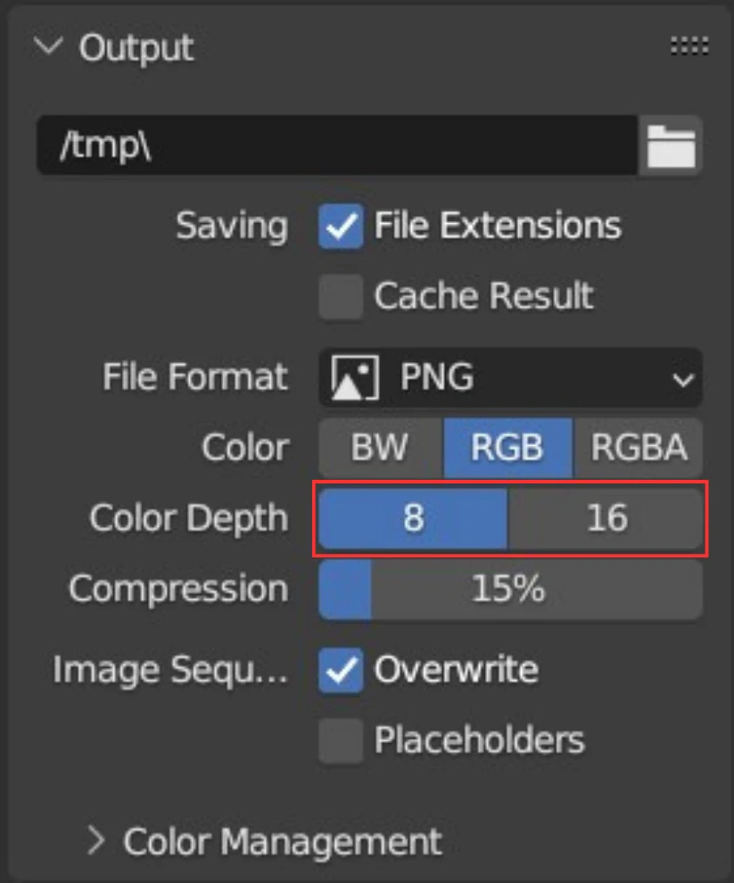 parametres color depth rendu