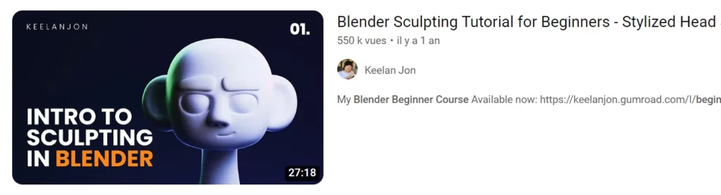 tutoriel vidéo sculpture Blender sur YouTube