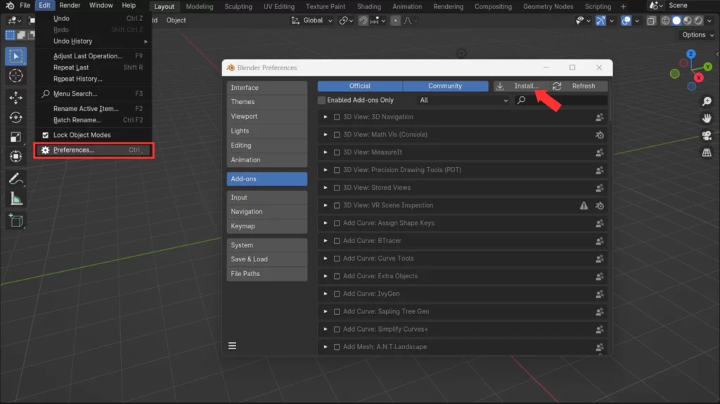 installation d'un add-on dans Blender