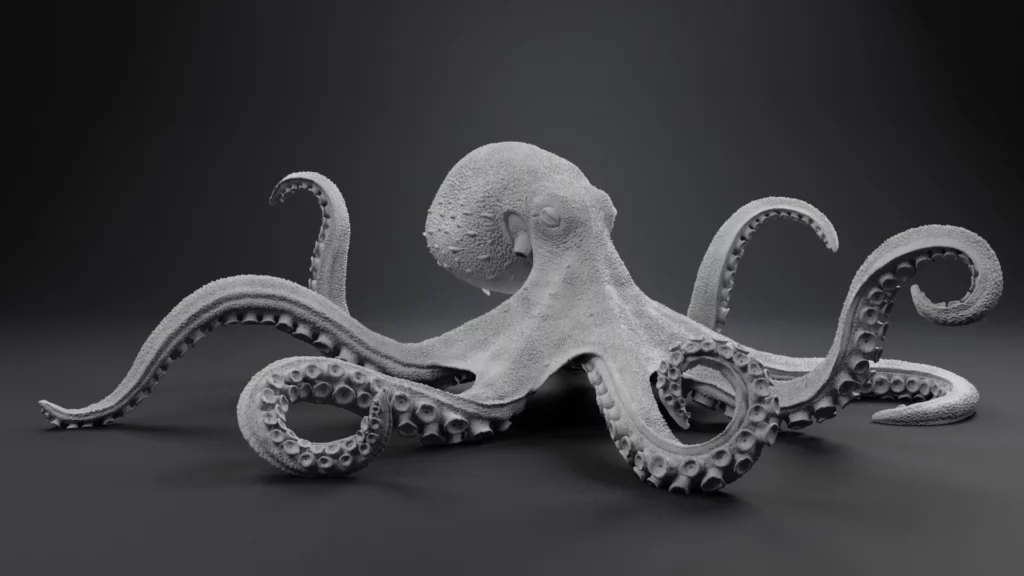 Sculpture numérique d'une pieuvre