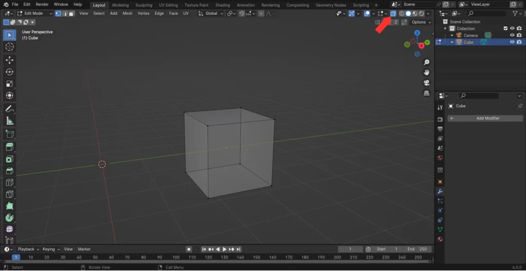 mode X-Ray activé dans Blender