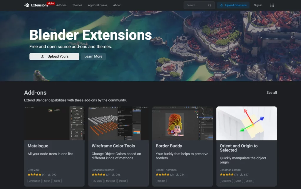website Blender Extenions