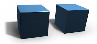 différence entre un cube avec bevel et un cube sans bevel