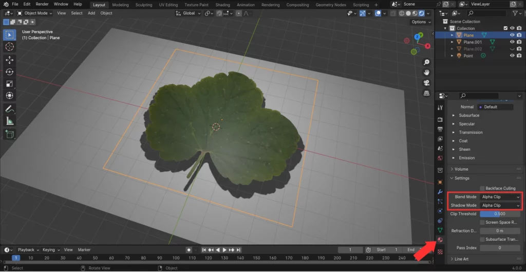 activation de la transparence de la texture dans Blender