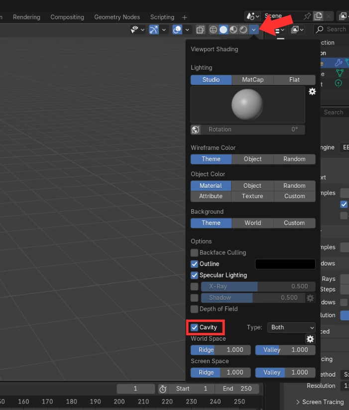 option ambient occlusion dans le Viewport