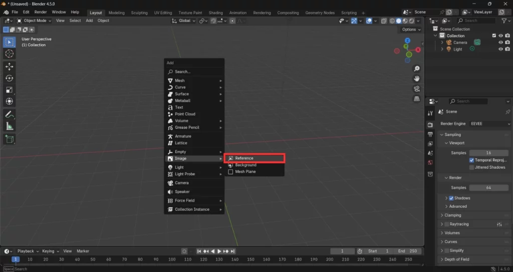 import d'image en tant que référence dans Blender