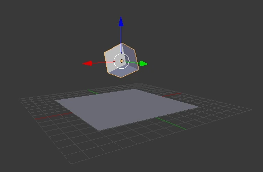 Scène par défaut de Blender avec le cube et le plan