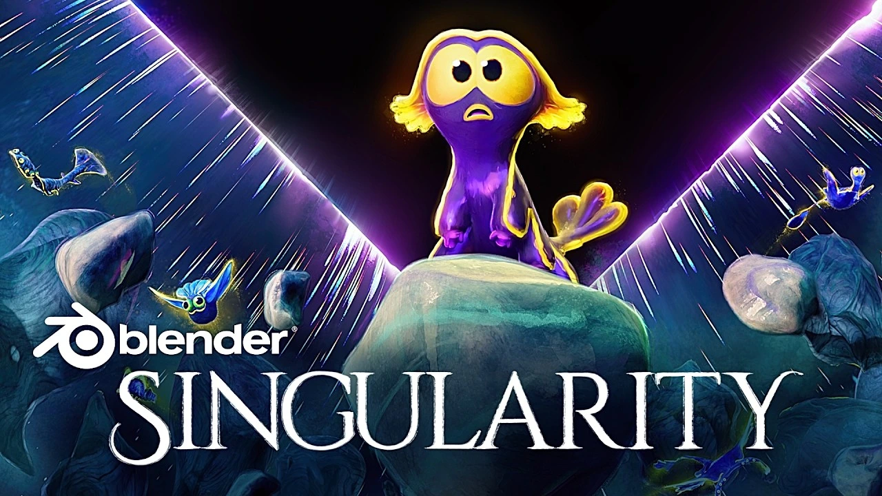 Affiche du court-métrage Singularity réalisé avec le viewport et les outils de rendu de Blender.