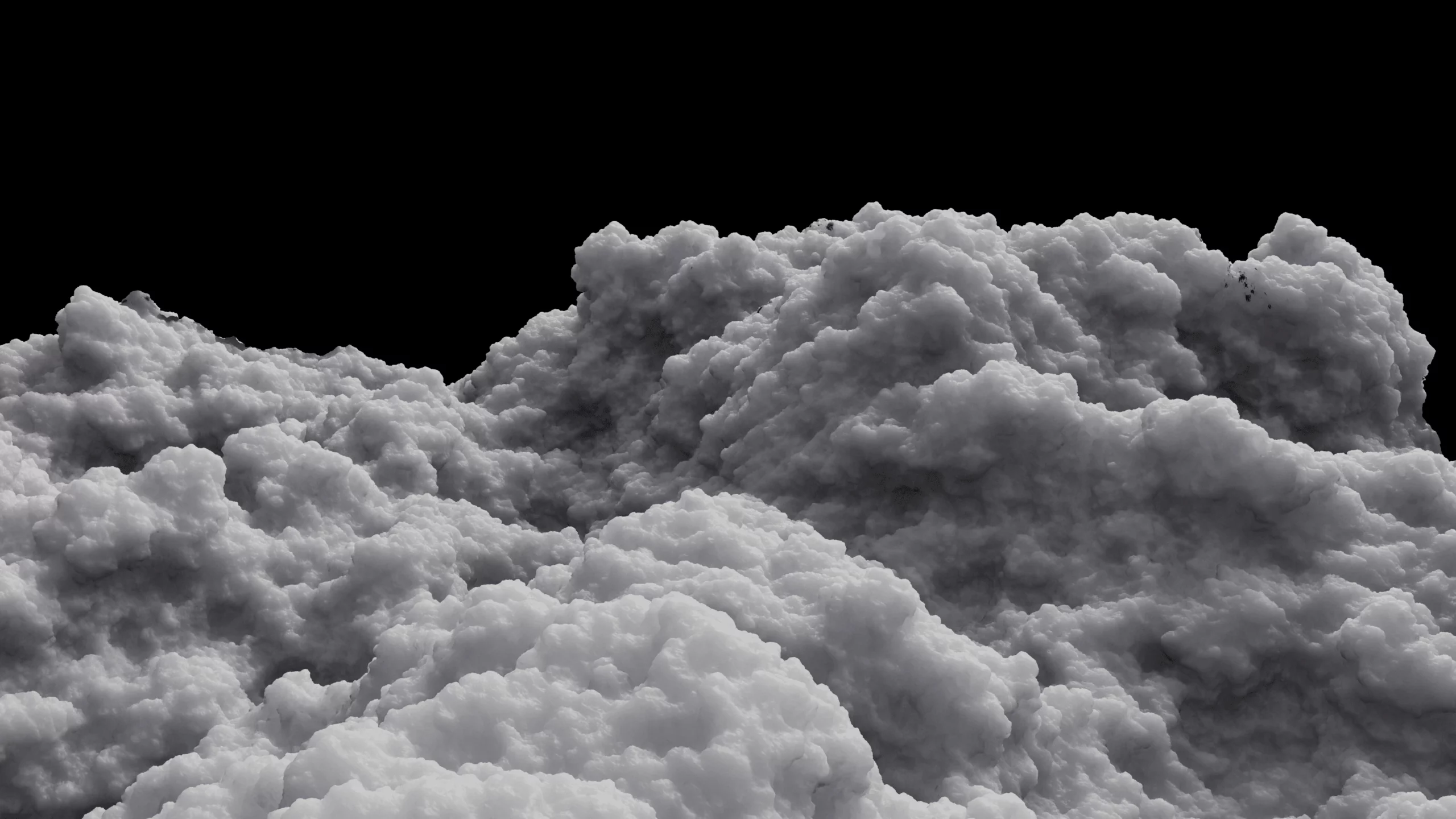Rendu volumétrique de nuages denses avec éclairage réaliste dans le viewport Blender.